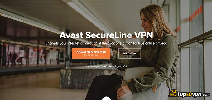 Reseña Avast VPN: Página principal.