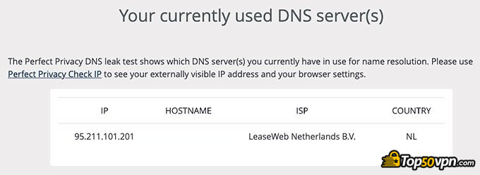 Reseña Hide.me VPN: Prueba de Fugas DNS.