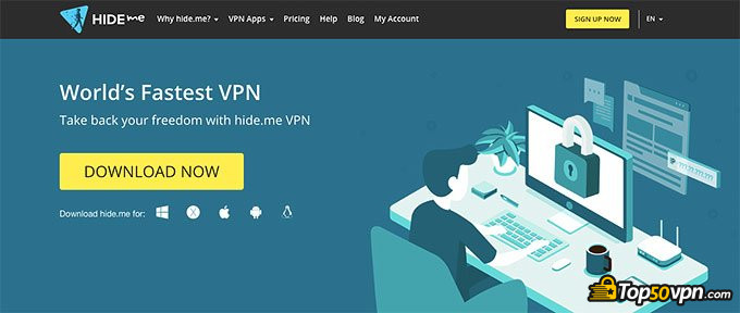 Reseña Hide.me VPN: Página principal.