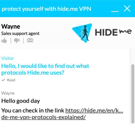 Reseña Hide.me VPN: Chat en vivo.