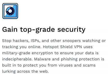 Hotspot Shield VPN: Funciones de seguridad.