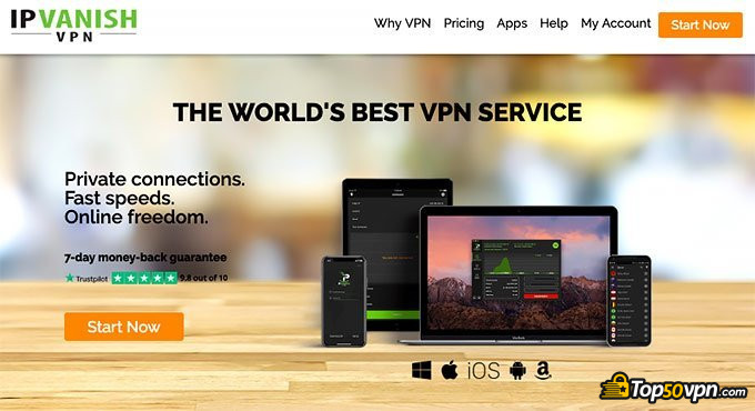 IPVanish VPN: Página de inicio.