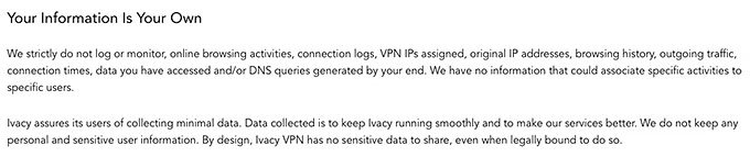 Ivacy VPN: Política de privacidad.