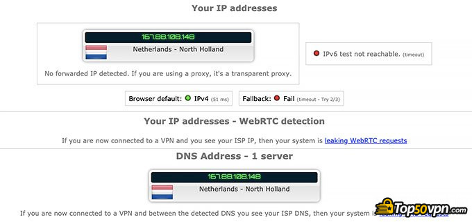 Nord VPN: Prueba filtrado IP.