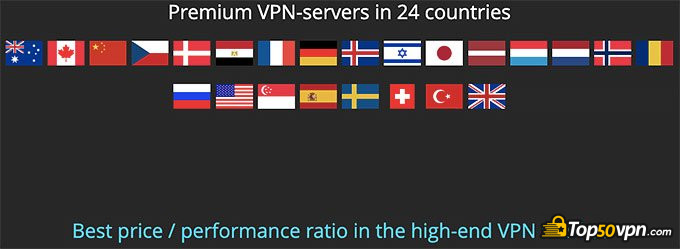 Perfect Privacy VPN: Países con servidores.