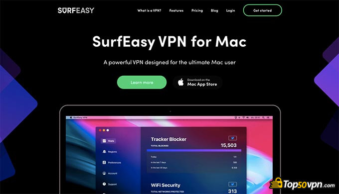 Reseña SurfEasy VPN: Página principal.
