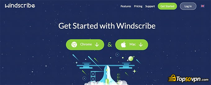Reseña Windscribe VPN: Página principal.